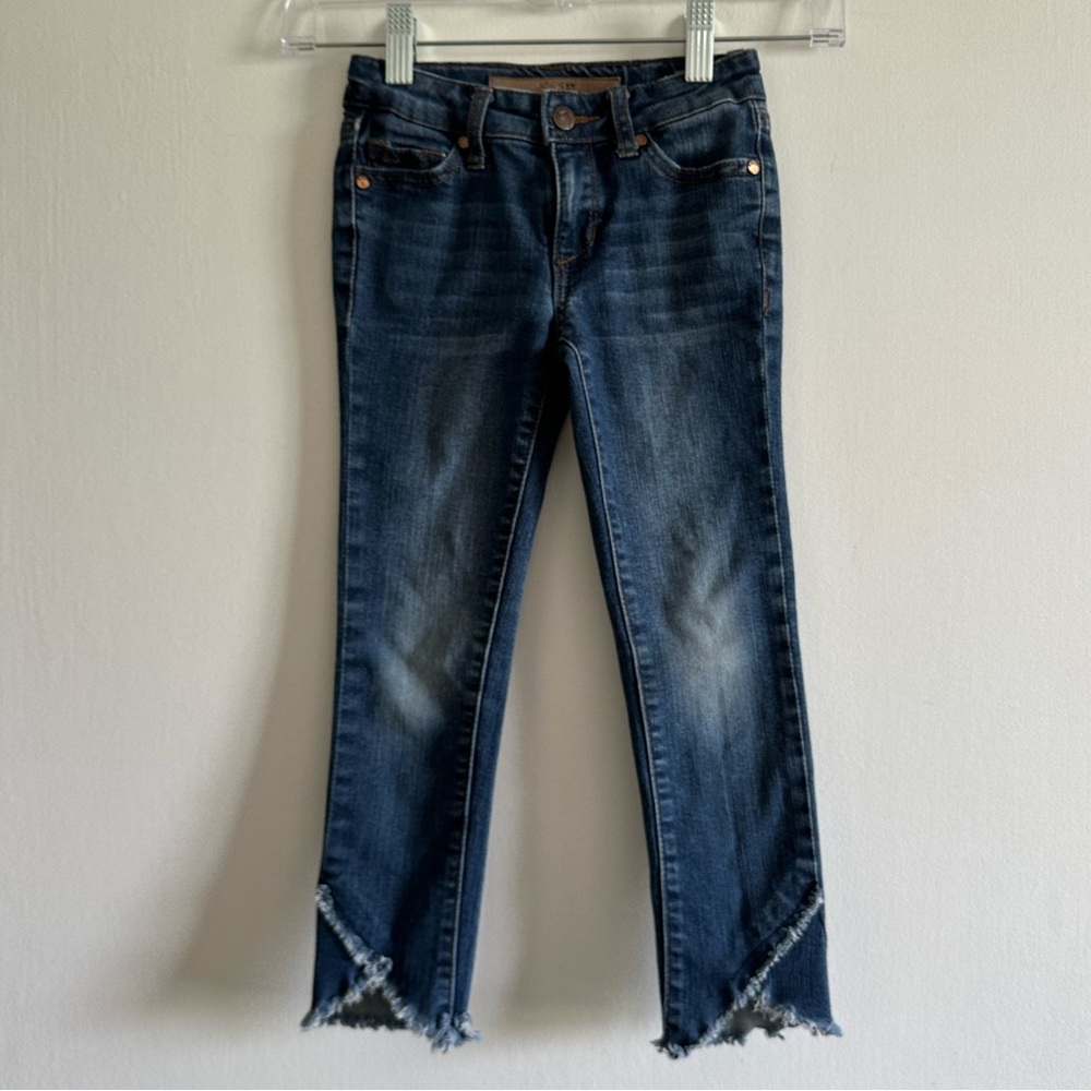 Joe’s Jeans Girls Blue Distressed Hem Asymmetrical Hem Jeans Size 6 EUC